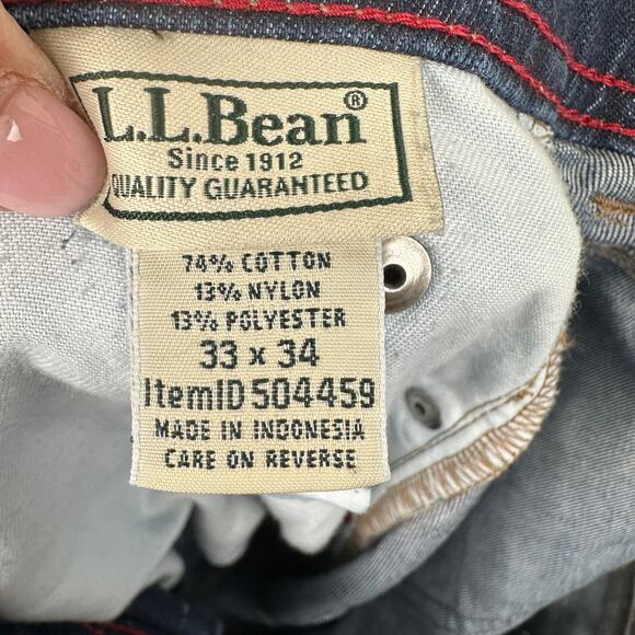 L.L. Bean Men's Selvedge Jeans Medium Wash Straight Leg Gusseted Size 33x34 - Picture 9 of 12